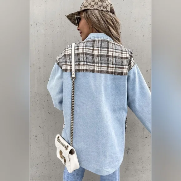 Plaid and Denim Shacket - Picture 2 of 2